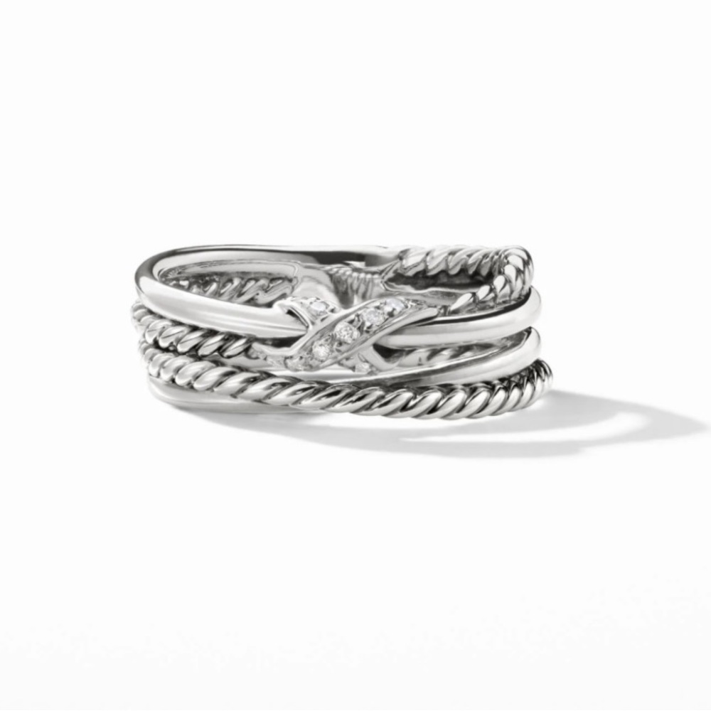 David Yurman X Crossover Band with Pavé Diamonds
